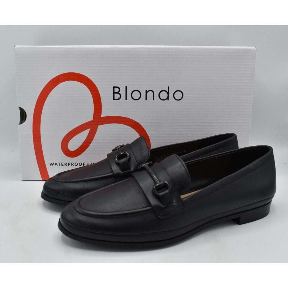Blondo Womens Size 7.5 Benita Black Leather Waterproof Loafers‎ Shoes